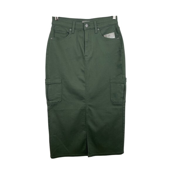Falls Creek Dresses & Skirts - Falls Creek Women's Size 6 Green Denim Jean Midi Skirt Front Slit